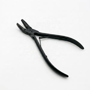 Pince à extensions capillaires incurvée en acier inoxydable couleur titane noir TEEJAY, très vendue, pour micro-perles/micro-nano-perles - Product Image 1