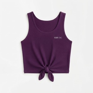 HAWK EYE SPORTS Débardeur de yoga court tricoté pour femme, effet seconde peau, couleur unie, dos découpé, respirant, polyester/coton, fitness - Product Image 3