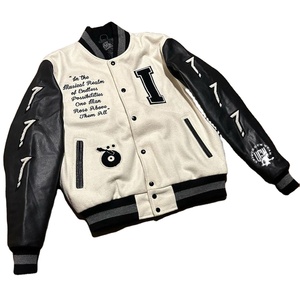 Custom Letterman Varsity <b>Jacket</b> Stand Collar Front Embroidered Letter Patch <b>Baseball</b> <b>Men</b> Women Wholesale 100% Wool Vintage - Product Image 1