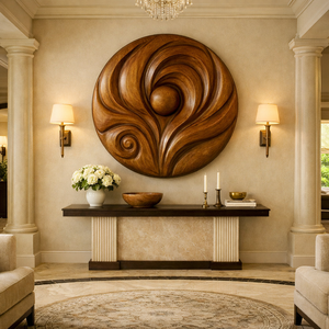 Sculpture murale Art Déco artisanale en bois organique de luxe, décoration murale pour salon, cadeau de pendaison de crémaillère - Product Image 5