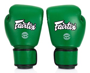 ถุงมือชกมวย Fairtex หนังแท้คุณภาพพรีเมียม 100% สีเขียว แบบติดเวลโคร สำหรับฝึกซ้อมมวย ขายดี - Product Image 6