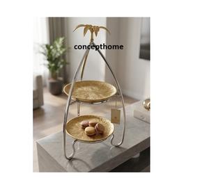 Soporte Moderno Multifuncional Decorativo de Acero Inoxidable de 2 Niveles, con Patrón Geométrico Personalizable, Elegante y Ecológico - Product Image 4