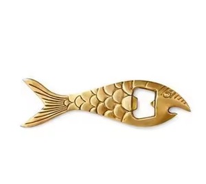 Ouvre-bouteille portable en laiton massif, robuste, pour table de cuisine, forme de petit poisson, taille personnalisée, ouvre-bouteille à vin de qualité supérieure - Product Image 1