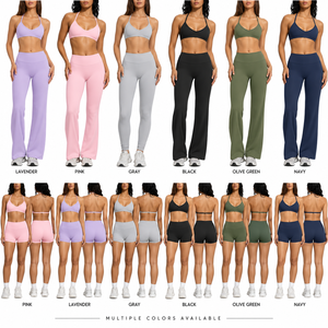 Ensemble de 5 pièces pour femmes modernes : veste d'entraînement, soutien-gorge de sport, haut court extensible, leggings de fitness, vêtements de sport - Product Image 4