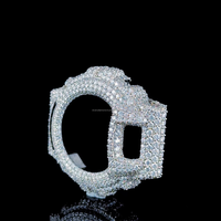 Montre analogique mécanique en acier inoxydable personnalisée GShock avec finition diamant moissanite, style streetwear de luxe, hip hop, bling