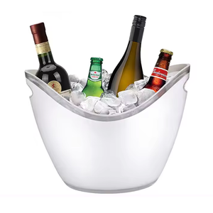 Cubeta de Hielo Metálica en Forma de Bote, Tamaños Grande y Pequeño, para Fiestas, Bares, Bebidas, Vino, Champaña, Cerveza, Plástico Acrílico Transparente - Product Image 1