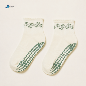 JZVINA <b>Customized</b> Cotton Pattern Jacquard <b>Grip</b> <b>Socks</b> Women <b>Socks</b> for Pilates Yoga Barre Custom Wholesale Vietnam Factory - Product Image 4