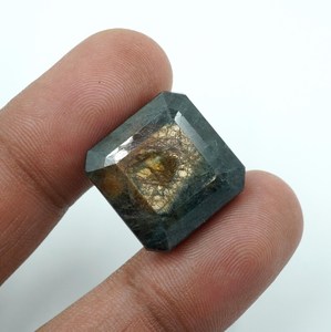 HAYAAT GEMS - Gema de Zafiro Azul Natural Cuadrada Facetada - 57 ct, Piedra de Fuego Dorada Tratada con Calor para Joyería - Product Image 3