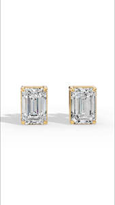 Boucles d'oreilles solitaires en diamant de laboratoire taille émeraude Prestige, or 18 carats, bijoux de luxe, diamant certifié, pour mariée - Product Image 3