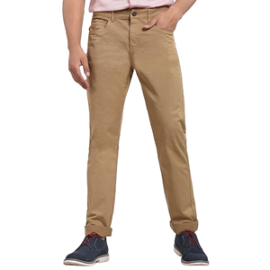 Pantalon décontracté en coton pour homme, coupe droite, taille mi-haute, braguette boutonnée, anti-plis, poches, idéal pour l'automne - Product Image 1