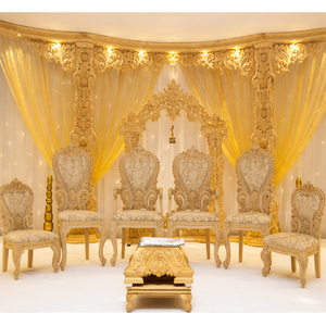 Sillas de madera talladas a mano para bodas, decoración tradicional india para bodas, decoración de mandap para bodas gujaratis, decoración de mandap en Sídney. - Product Image 1