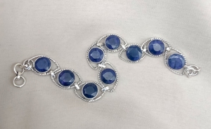 Natural Blue Sapphire Gemstone 925 Sterling <b>Silver</b> <b>Bracelet</b> Oval Faceted Handmade Jewelry With Gold Plating Option Wholesale - Product Image 5