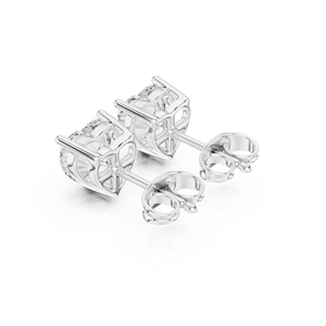 Pendientes de Diamantes Cultivados en Laboratorio con Corte Corazón y Tres Puntas, Elaborados en Oro Blanco Sólido de 14k, Precio al por Mayor - Product Image 3