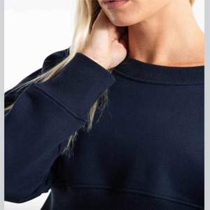 Sudaderas con Capucha Extra Grandes para Mujer, Premium, con Estampado Personalizado, OEM, Venta al Por Mayor, Ropa Casual Urbana, Suministro al Por Mayor, Sudadera Corta Azul Marino para Mujer - Product Image 5