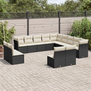 Conjunto de Sofás Grandes para Jardín en Ratán Sintético Negro, Colección de Muebles Elegantes para Patio - Product Image 1