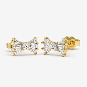 Pendientes de Barra con Diamantes Reales, Oro Blanco, Amarillo y Rosa de 14K, 0.25 Quilates, Claridad VS, Hipoalergénicos, Proveedor de Joyería Fina, Pedido al por Mayor - Product Image 2