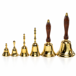Colección de Campanas de Iglesia de Latón de Lujo con Asas de Madera, Diseño Ornamental, Acabado Pulido Dorado para Ceremonias Religiosas y Decoración del Hogar - Product Image 6