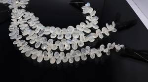 AAA Natural White Rainbow Moonstone Faceted Pear Shape Briolette 7x9 MM White Moonstone Pear Beads 8 Inch Rainbow Moonstone - Product Image 4