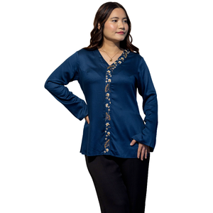 Camisa Premium de Algodón Giza Azul PAMELA para Mujer, Blusa Elegante para Oficina, Proveedor Mayorista - Product Image 1