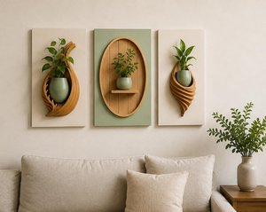 Jardinières murales sculptées à la main, design minimaliste, toile imperméable pour plantes vertes d'intérieur, pots de fleurs décoratifs suspendus - Product Image 4