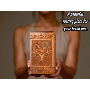 AYAANS Rosewood wooden Hand Carved Wooden Hot Selling cremation Urn Box for Adult Ashes Wholesale Cremation Urns (6X6X11)IN - Product Image 3