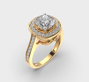 Anillo de Compromiso de Oro Sólido de 18K con Diamantes Redondos, Engaste Pavé, Joyería Fina Clásica para Mujer, Forma de Corona - Product Image 3