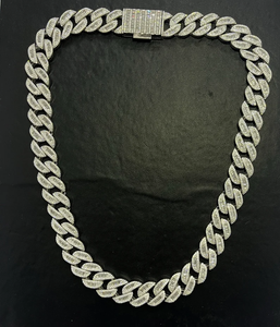 Solid 925 Sterling <b>Silver</b> Miami Chain Necklace Men's Rhodium Plated Zinc Alloy Cubic Zirconia Hip Hop Jewelry Link Chain Gift - Product Image 4