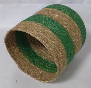 Panier de rangement en jonc de mer avec couvercle, écologique, rond, tressé, pour vêtements sales et jardinière, idéal pour la décoration intérieure - Vente chaude - Product Image 5