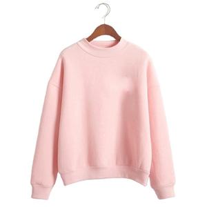 Sudadera Rosa de Cuello Redondo para Mujer, Color Sólido, Tejida, Manga Larga, Transpirable, para Otoño - Product Image 5