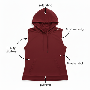 Chaleco sin mangas con capucha para mujer, estilo urbano, de poliéster y algodón, anti-bolitas, tacto suave, ajuste relajado, con bordado y estampado. - Product Image 6