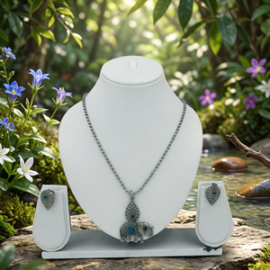 Divyoro Ensemble collier et boucles d'oreilles ethniques en forme d'éléphant, en alliage de cuivre, bijoux classiques pour femmes, longueur réglable 18 pouces - Product Image 2
