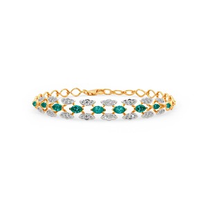Pulsera de tenis de oro blanco de 18 quilates con diamantes de talla redonda y esmeraldas sintéticas, engaste de cera, certificado IGI, joyería de lujo para mujer - Product Image 1
