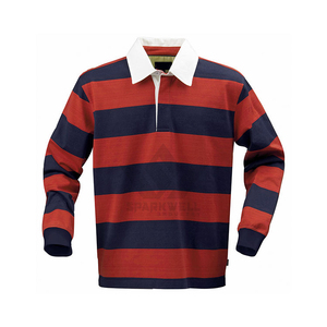 Men's Long Sleeve Striped Rugby <b>Shirt</b> Turn-Down Collar Full Sleeve Regular Fit Cotton <b>Polyester</b> Blend All Seasons Sports Apparel - Product Image 2