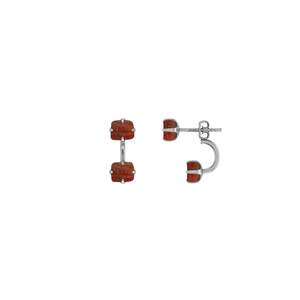 Premium Real Pure 925 Sterling Silver High Finish Natural Garnet Rough Shape Trendy Butterfly Lock Stud <b>Earring</b> Engagement Gift - Product Image 1