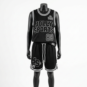 Ensemble short de basketball en maille polyester premium respirant noir avec bordure côtelée blanche, panneau rayé et logo en sergé – Tenues pour femmes - Product Image 3