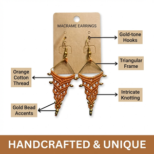 Pendientes de Macramé Hechos a Mano con Cuentas, Pendientes de Hilo de Algodón Tejido con Borlas, Joyería Artesanal Étnica Geométrica, Venta al Por Mayor - Product Image 6