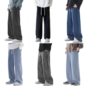 BD China Factory OEM Customized Logo Embroidery Light Blue Wide Leg Loose Fit Summer light blue <b>jeans</b> straight leg Pants - Product Image 1