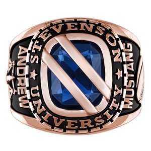 Bague de classe en argent sterling 925, bague de diplôme avec pierre de naissance taille coussin et pont diagonal, bague de lycée, bague de célébration universitaire - Product Image 2