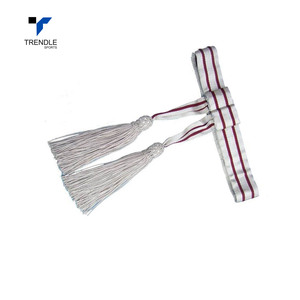 Trendle Cotton West Sash With Tassels <b>Red</b> And White Striped For <b>Costume</b> Accessory - Product Image 4