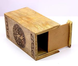 Caja de Muerto en bois sculpté à la main, motif arbre, 25,5 cm x 12,5 cm x 12,5 cm, décoration artisanale pour la maison - Product Image 2