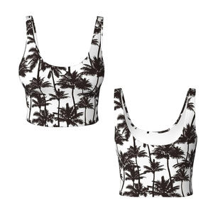 Soutien-gorge de sport pour femme adulte, respirant, à maintien élevé, avec imprimé simple sur le devant et motif palmier, idéal pour la gym, le yoga et l'entraînement. - Product Image 1