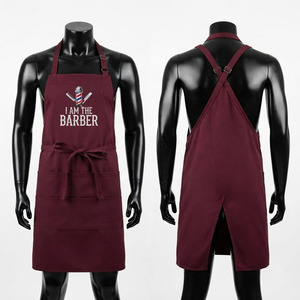 Tablier de Barbier Premium pour Hommes en Toile de Coton 400 GSM Vert Olive avec Bretelles en Cuir Marron, Bretelles Croisées au Dos, Poches Utilitaires, Logo Personnalisé, Qualité Professionnelle - Product Image 1