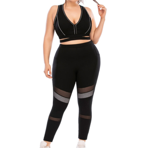 Conjunto deportivo de dos piezas para mujer, con espalda cruzada, transpirable, elástico, para yoga, entrenamiento, cómodo, talla grande. - Product Image 5