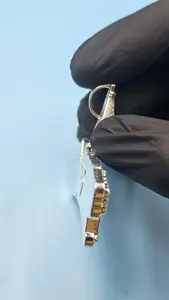 Pendentif personnalisé pour homme en moissanite véritable de 3 carats, coupe ronde, plaqué or blanc 14 carats - Product Image 6