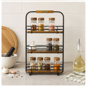 Étagère à épices en métal à trois niveaux, style industriel, support de comptoir durable pour rangement de cuisine - Product Image 5