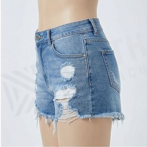 Shorts en jean élégants pour femmes, taille large, en coton, décontractés, mode estivale, vêtements décontractés, couleur personnalisée, vêtement moderne - Product Image 3