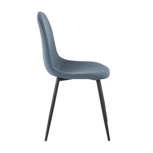 Set di 2 sedie da pranzo contemporanee Pebble in acciaio nero e tessuto blu - Product Image 3