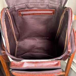 Personalized High Quality Cowhide Saddle Blanket Genuine Leather Diaper Backpack Custom Handmade <b>Men</b> & Women Travel School <b>Bags</b> - Product Image 6