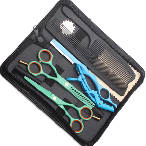 Custom Made Barber Scissors Kit Razor Thinning Cutting <b>Shear</b> Zipper Case Beauty Metal Steel Scissor Comb Clip Sharp Blade Tip - Product Image 4