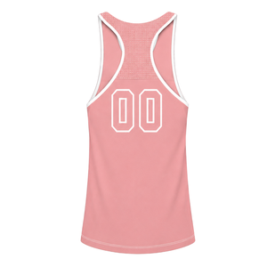 Débardeur de natation rose corail et blanc, sans manches, dos nageur, léger, séchage rapide, respirant, pour l'entraînement et la performance athlétique - Product Image 2